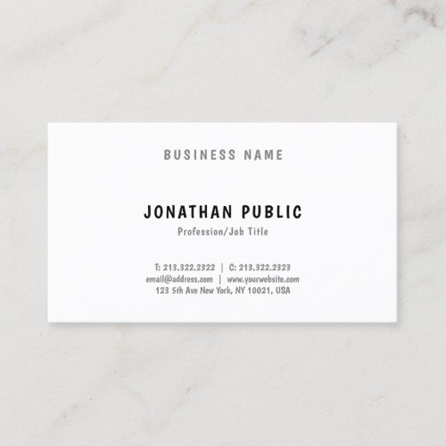 Elegant Minimalist Pretty Smart Plain Trendy Business Card