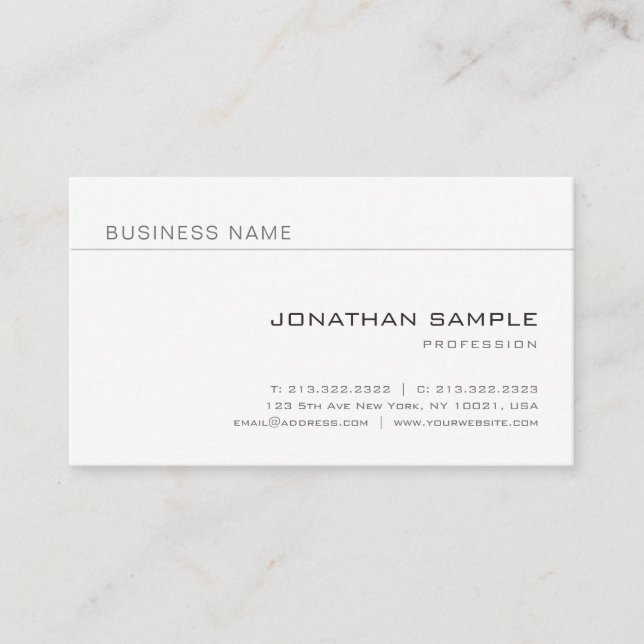 Elegant Minimalist Professional Modern Plain Business Card (Front)