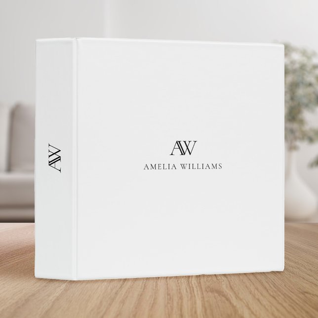 Elegant Minimalist Professional Monogram 3 Ring Binder (Creator Uploaded)