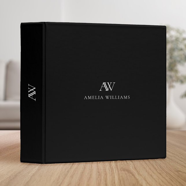 Elegant Minimalist Professional Monogram 3 Ring Binder (Creator Uploaded)
