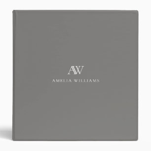Elegant Minimalist Professional Monogram 3 Ring Binder