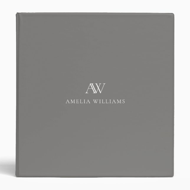 Elegant Minimalist Professional Monogram 3 Ring Binder (Front)