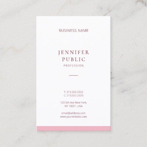 Elegant Minimalist Professional Pink Modern Plain Business Card