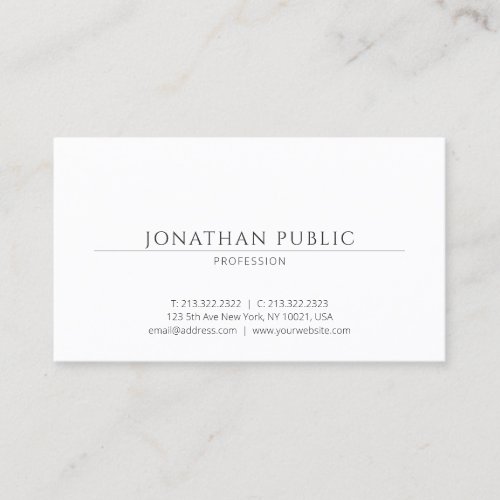 Elegant Minimalist Professional Plain Cool Modern Business Card