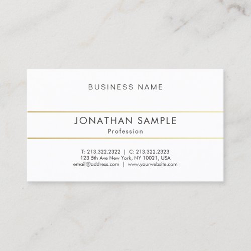 Elegant Minimalist Professional Smart Gold Stripes Business Card