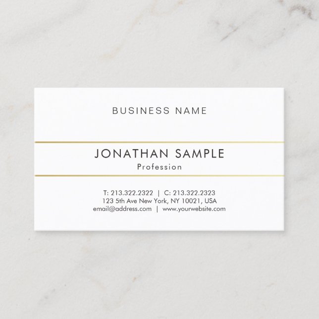 Elegant Minimalist Professional Smart Gold Stripes Business Card (Front)