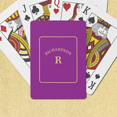 Elegant Minimalist Purple & Gold Bridge Solitaire  Poker Cards