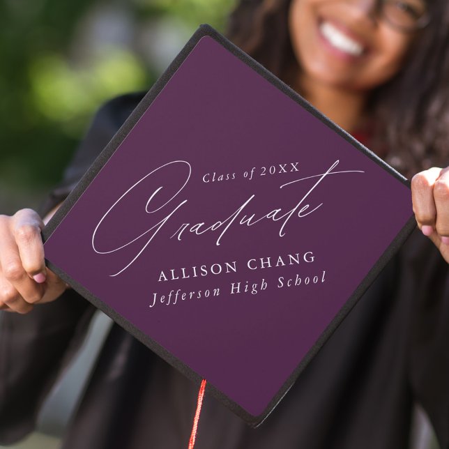 Elegant Minimalist Purple Graduation Cap Topper (Creator Uploaded)
