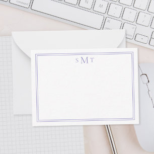 Elegant Minimalist Purple Three Letter Monogram Note Card