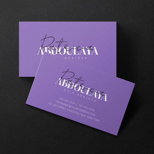 Elegant Minimalist Purple Trendy Hair Braiding Business Card