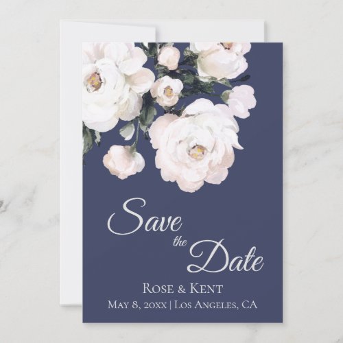 Elegant Minimalist Purple White Flowers Photo Save The Date