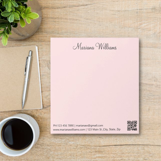 elegant minimalist qr code business pink notepad (Creator Uploaded)