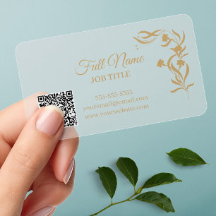 Elegant Minimalist QR Code Frosted Clear Business Cards
