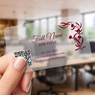 Elegant Minimalist QR Code Frosted Clear Business Cards