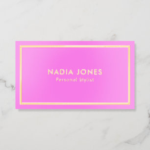 Elegant Minimalist QR Code Pink Foil Business Cards