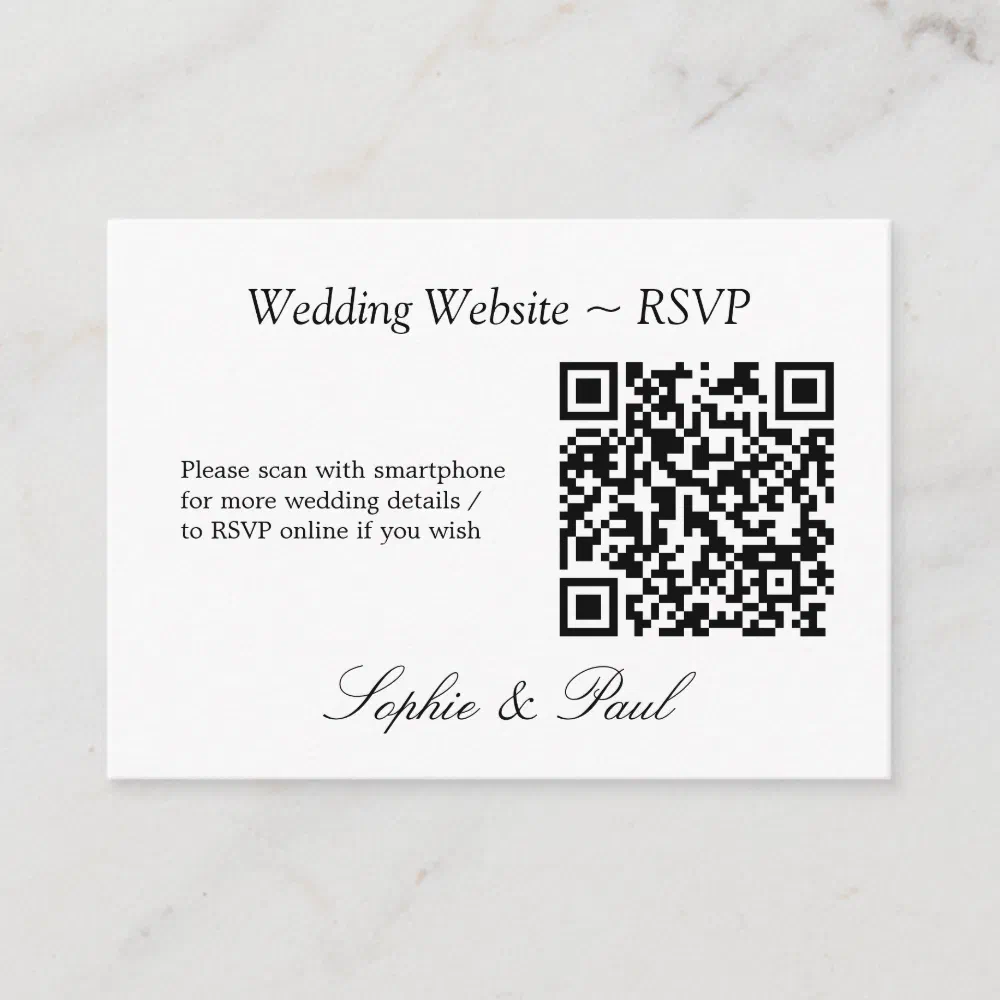 Elegant Minimalist QR Code Website RSVP Card