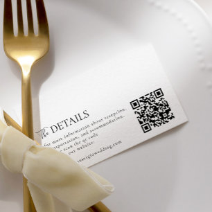Elegant Minimalist Qr Code Wedding Details Enclosure Card