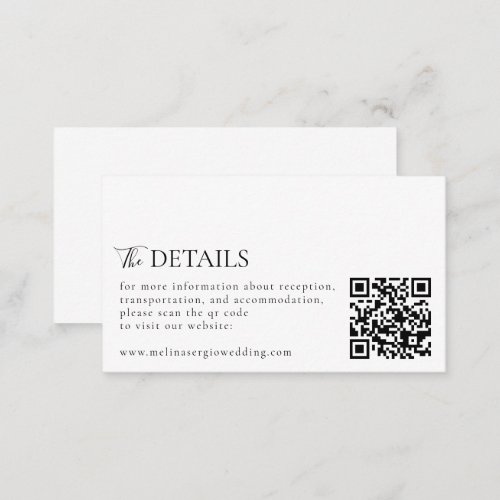 Elegant Minimalist Qr Code Wedding Details Enclosure Card