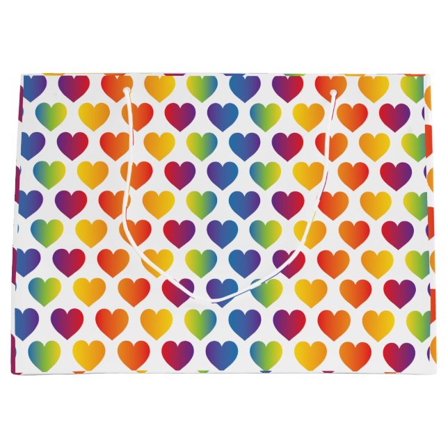 Elegant Minimalist Rainbow Heart Design Large Gift Bag (Front)