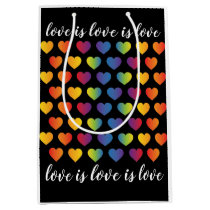Elegant Minimalist Rainbow Heart Design Medium Gift Bag