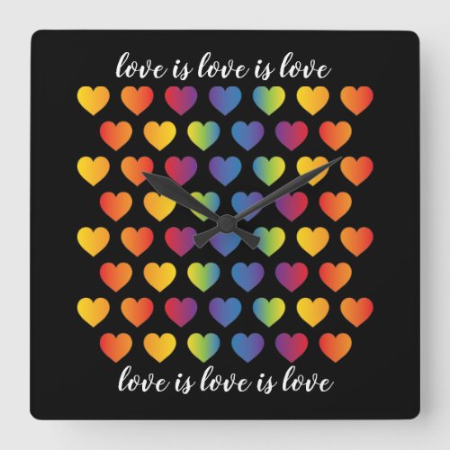 Elegant Minimalist Rainbow Heart Design Square Wall Clock