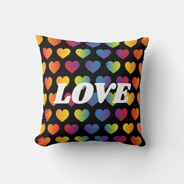 Elegant Minimalist Rainbow Heart Design Throw Pillow (Front)