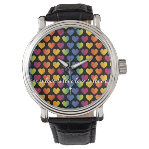 Elegant Minimalist Rainbow Heart Design Watch