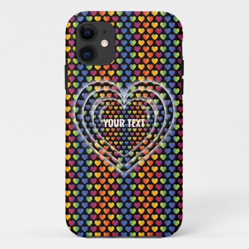 Elegant Minimalist Rainbow Hearts iPhone 11 Case