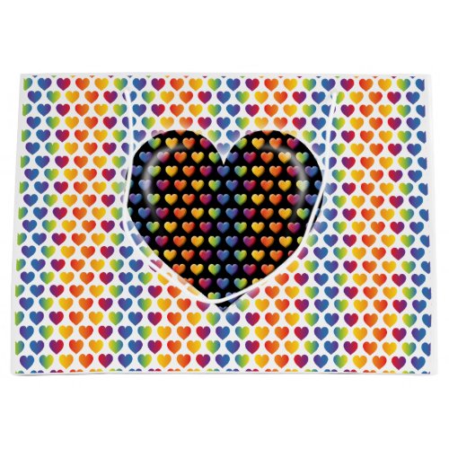 Elegant Minimalist Rainbow Hearts Large Gift Bag