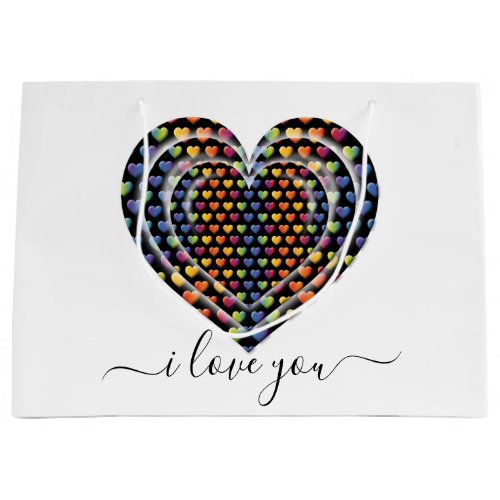 Elegant Minimalist Rainbow Hearts Large Gift Bag