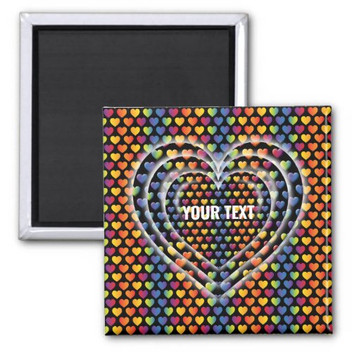 Elegant Minimalist Rainbow Hearts Magnet