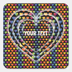 Elegant Minimalist Rainbow Hearts Square Sticker