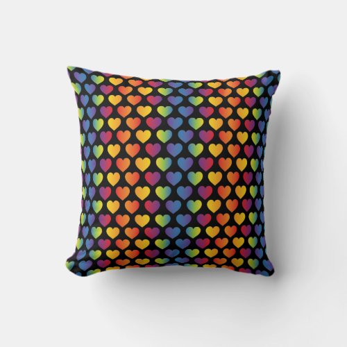 Elegant Minimalist Rainbow Hearts Throw Pillow