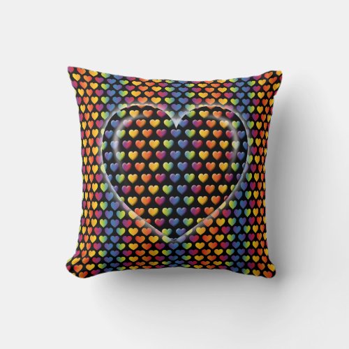 Elegant Minimalist Rainbow Hearts Throw Pillow