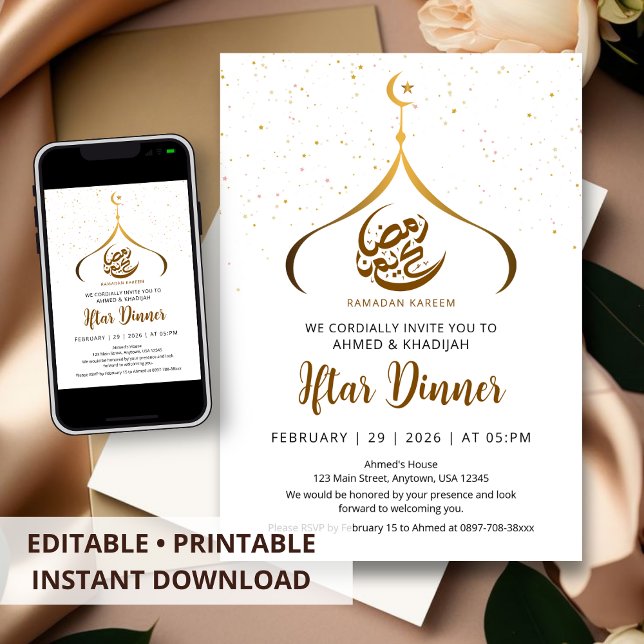 Elegant Minimalist Ramadan Iftar Dinner Invitation (Creator Uploaded)