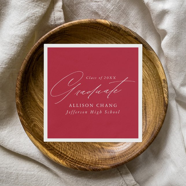 Elegant Minimalist Red and White Graduation Napkins (Creator Uploaded)