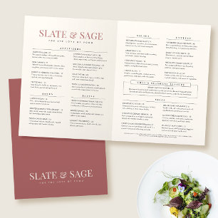 Elegant Minimalist Red Folded Restaurant Menu