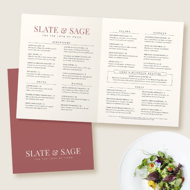 Elegant Minimalist Red Folded Restaurant Menu (Creator Uploaded)