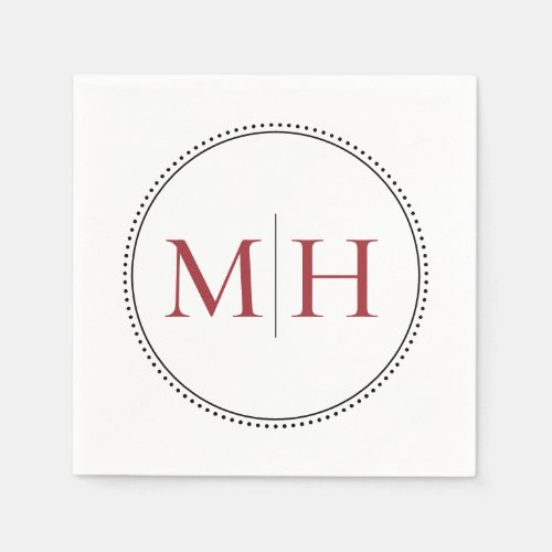 Elegant Minimalist Red Monogram Wedding Napkins