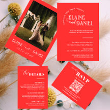 Elegant Minimalist red Photo Wedding