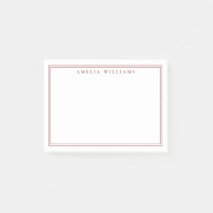 Elegant Minimalist Red Two Border Post-it Notes