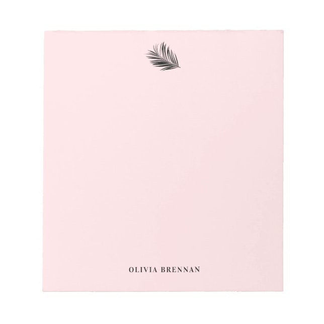 Elegant Minimalist Refined palm Leaf Blush Design Notepad (Front)