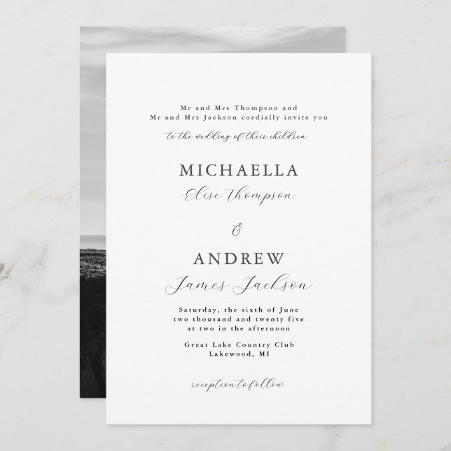 Elegant Minimalist Refined Wedding Invitation (Front/Back)