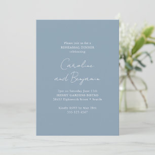 Elegant Minimalist Rehearsal Dinner Dusty Blue Invitation