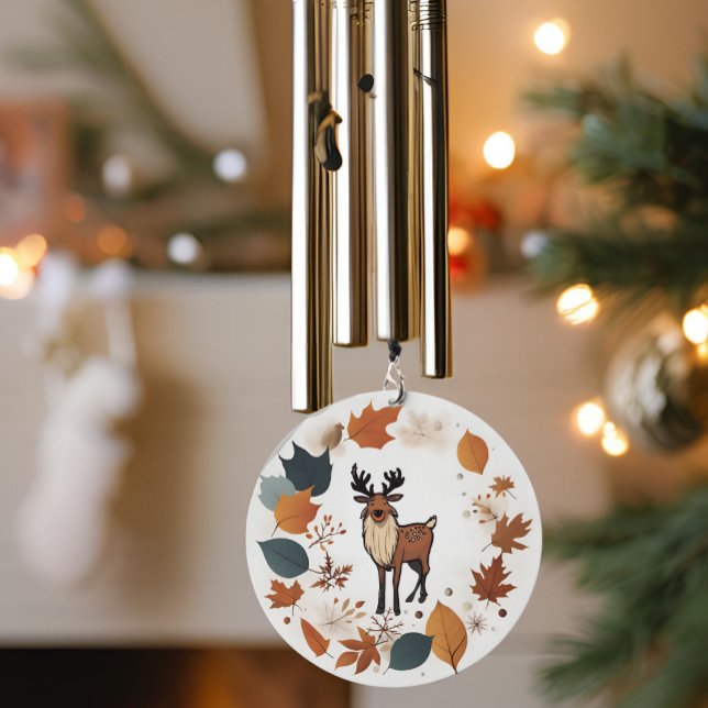 Elegant Minimalist Reindeer Botanical Fall  Wind Chime (Creator Uploaded)