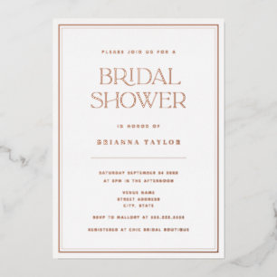 Elegant Minimalist Rose Gold Foil Bridal Shower Invitation