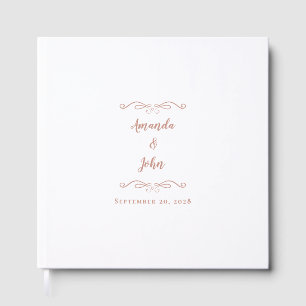 Elegant Minimalist Rose Gold Pink Script Wedding Guest Book