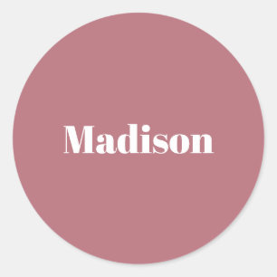 Elegant Minimalist Rose Gold White Name Classic Round Sticker