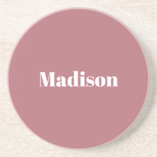 Elegant Minimalist Rose Gold White Name Coaster
