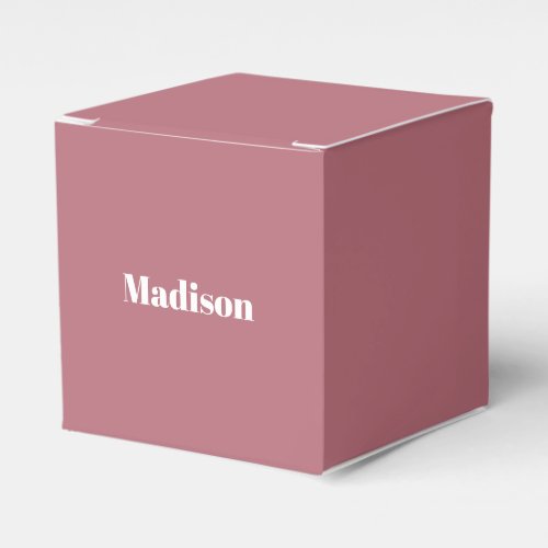 Elegant Minimalist Rose Gold White Name Favor Box